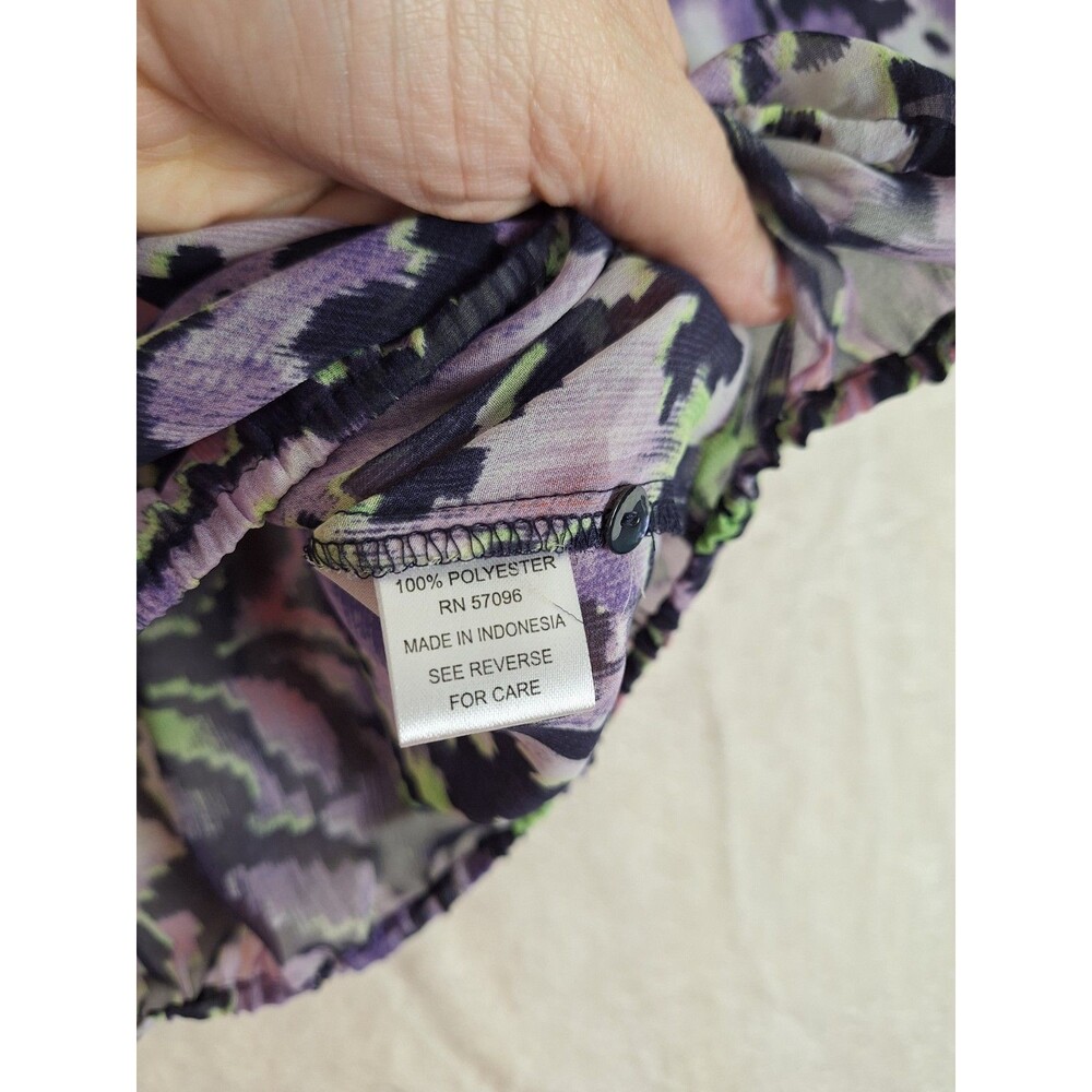 Quintessential Women's Large Top Paisley Cropped Sheer Dolman Buttons Boxy Retro - Picture 8 of 11